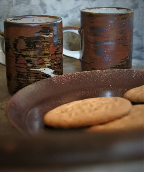 Vintage set van 4 grès paysan Japan espressokopjes