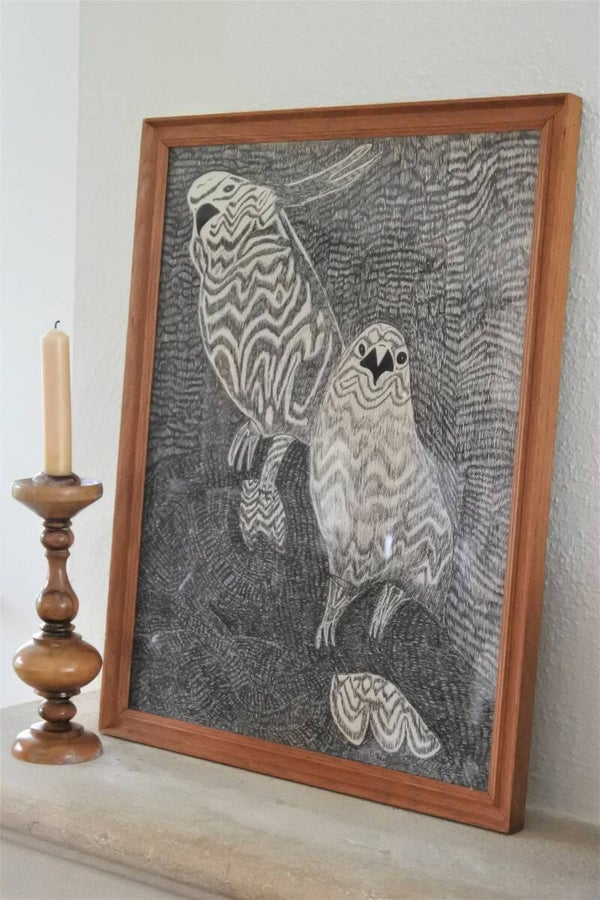 Vintage schilderij beautiful birds