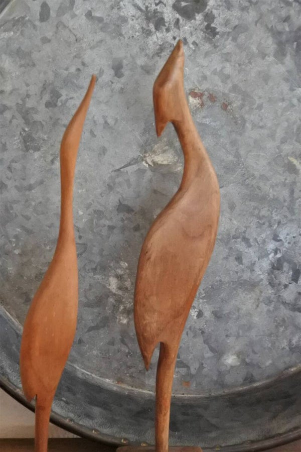 Vintage teakhouten kraanvogels - collectors item-