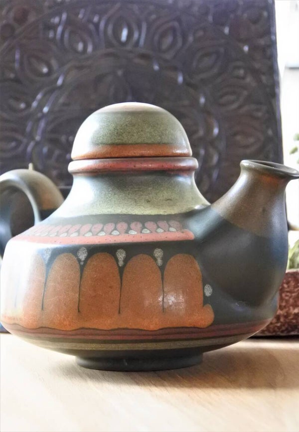 Vintage KMK thee pot, decor Lima groen