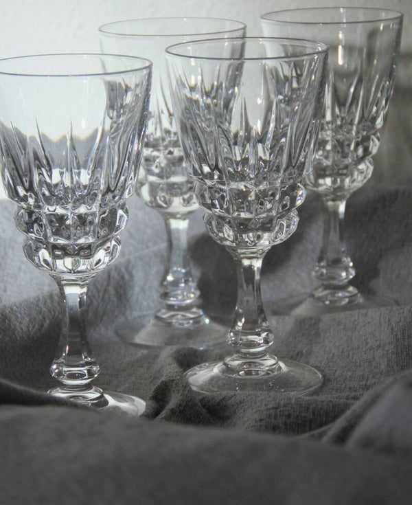 Vintage setje kristallen glaasjes 4 stuks Cristal d'Arques pompadour