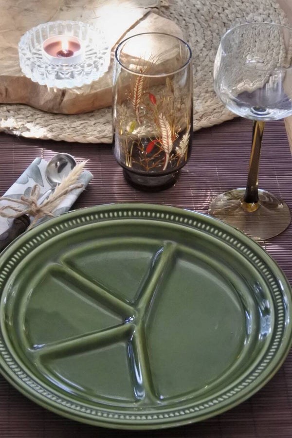 Vintage 4-delig gourmet borden set groen