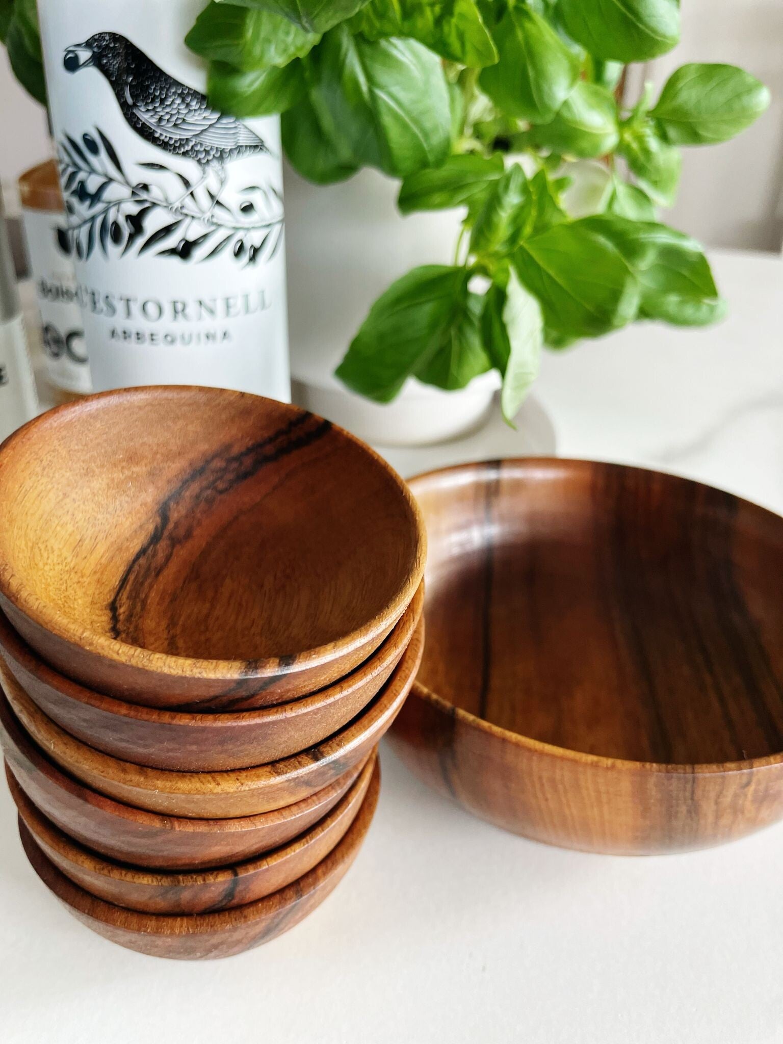 Vintage snackset 7-delig van hout