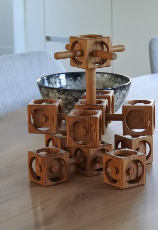 Vintage Scandinavische kandelaar van hout