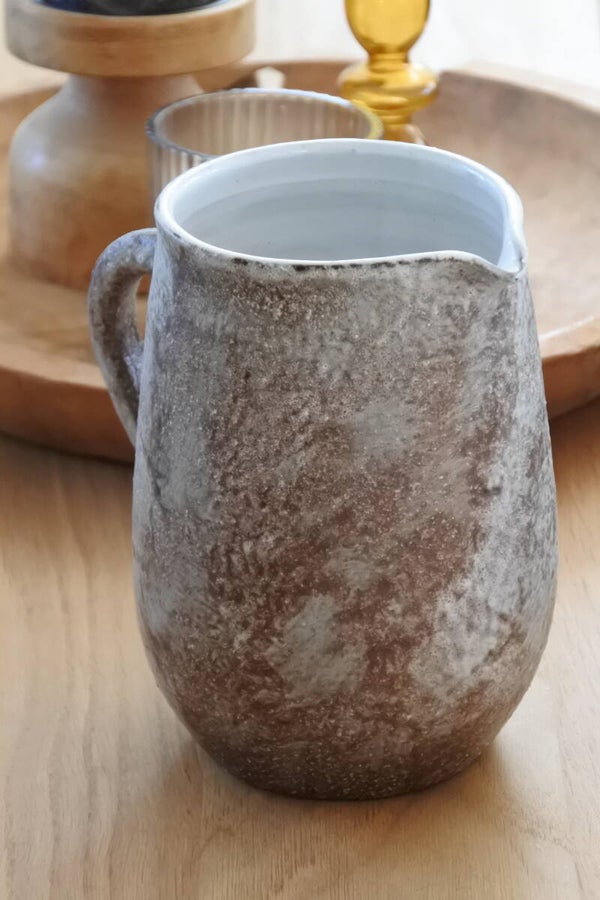 Vintage karaf van aardewerk met prachtig bruisglazuur Ambacht Haalderen