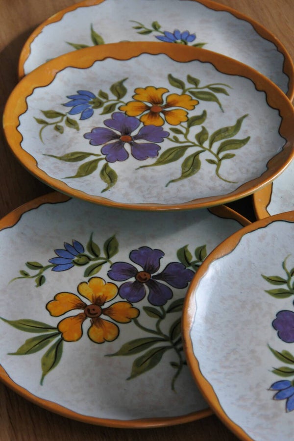 Vintage 6-delige bordjes set Flora Gouda, Santa 6099