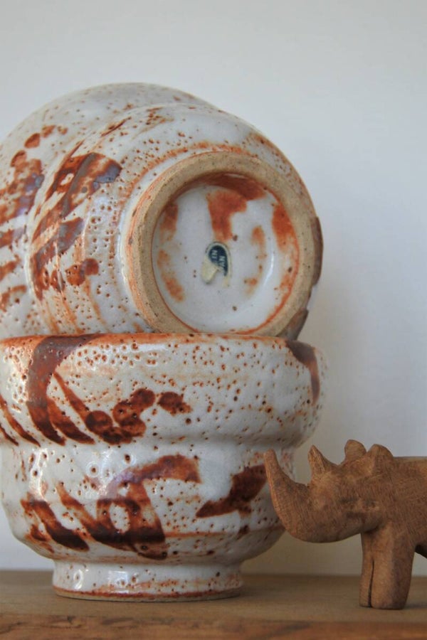 Vintage Mid century Japanse pottery schaaltjes set