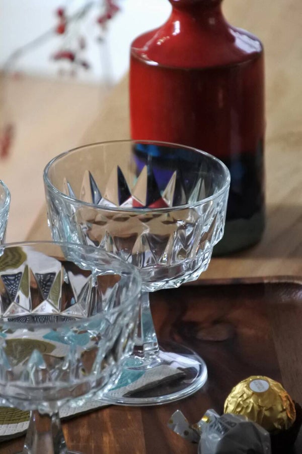 Vintage 4-delige set champagne/cocktail coups Arcoroc Prestige de France Sherbet 'Artic'