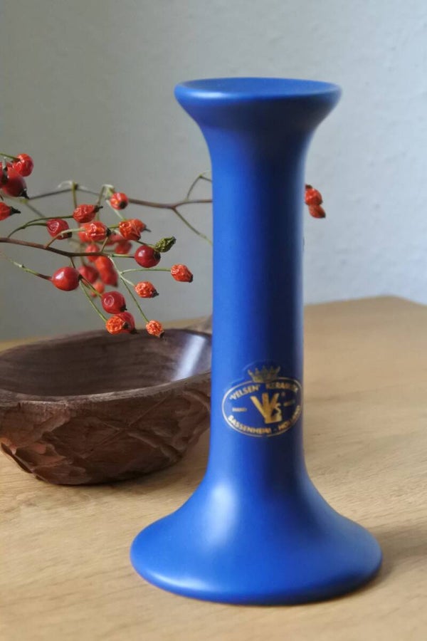 Vintage kandelaar Velsen van blauw keramiek