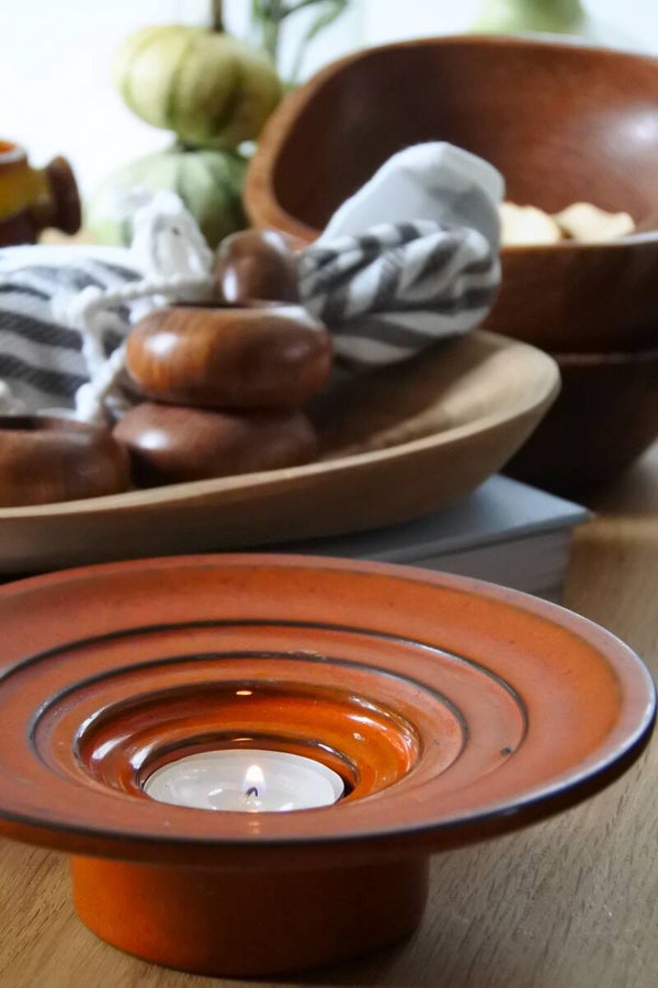 Vintage Gouda waxinelichthouder keramiek