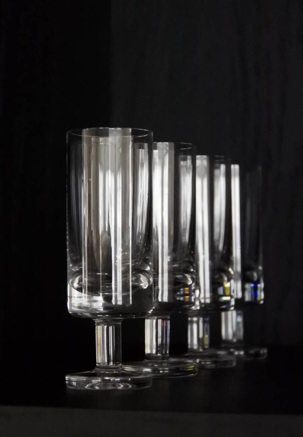Vintage design glazen set formaat ‘S’ Zephir Busine in opdracht voor de Manufacture de Boussu.