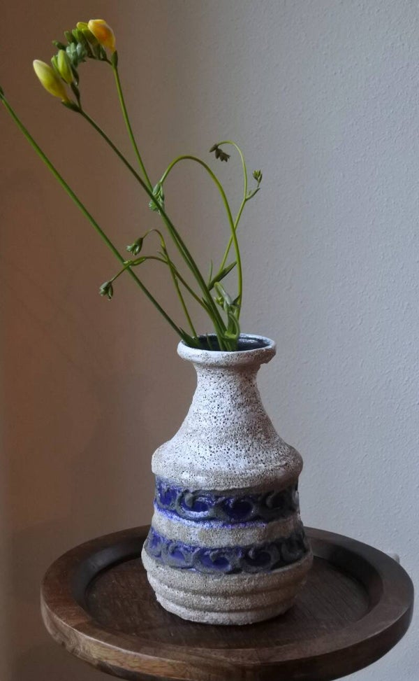 Prachtige vintage bruisglazuur fat lava vaas Strehla Keramik