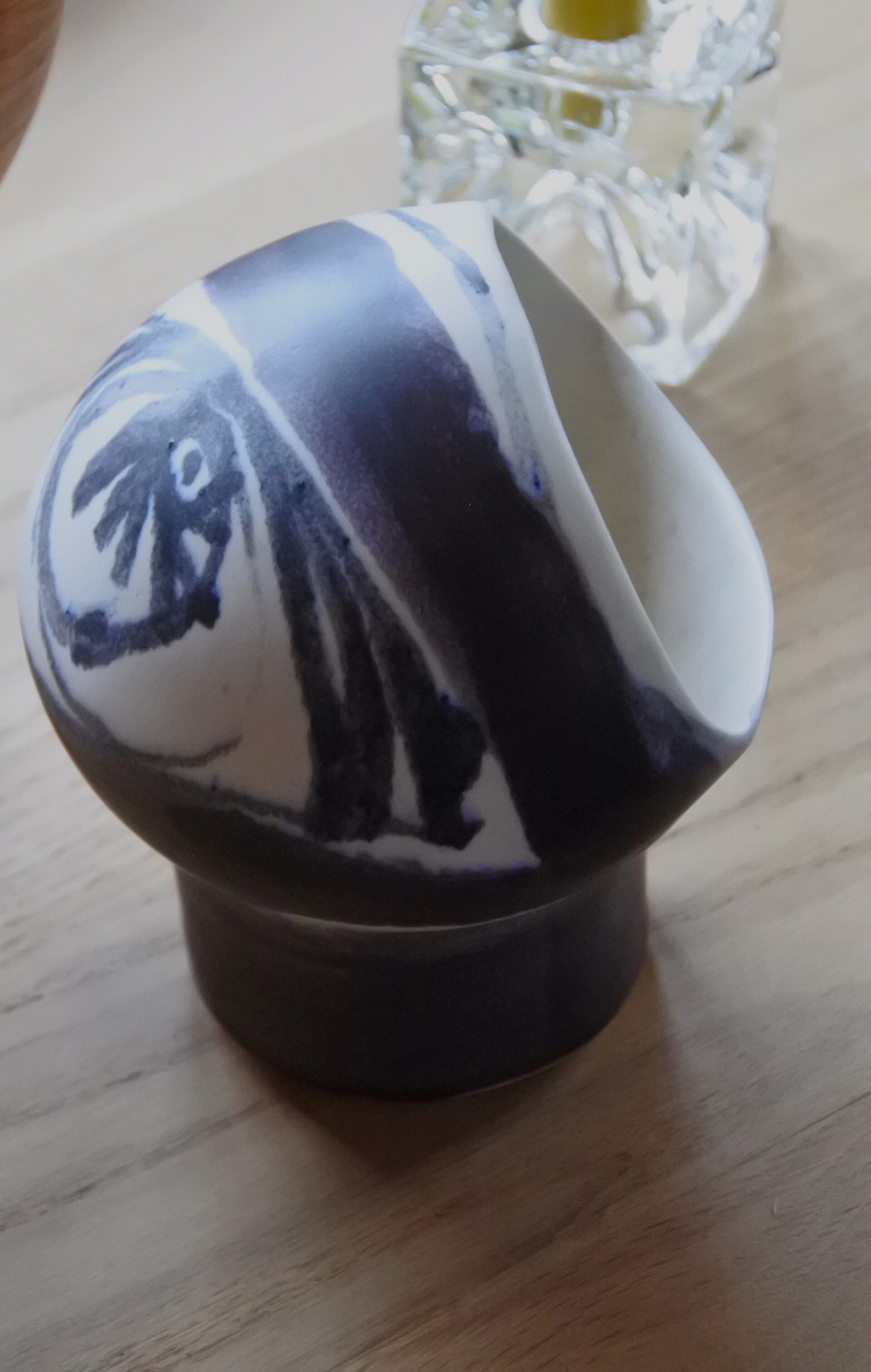 Vintage Aviemore Pottery Scotland studio pottery waxinelichthouder - salt pig