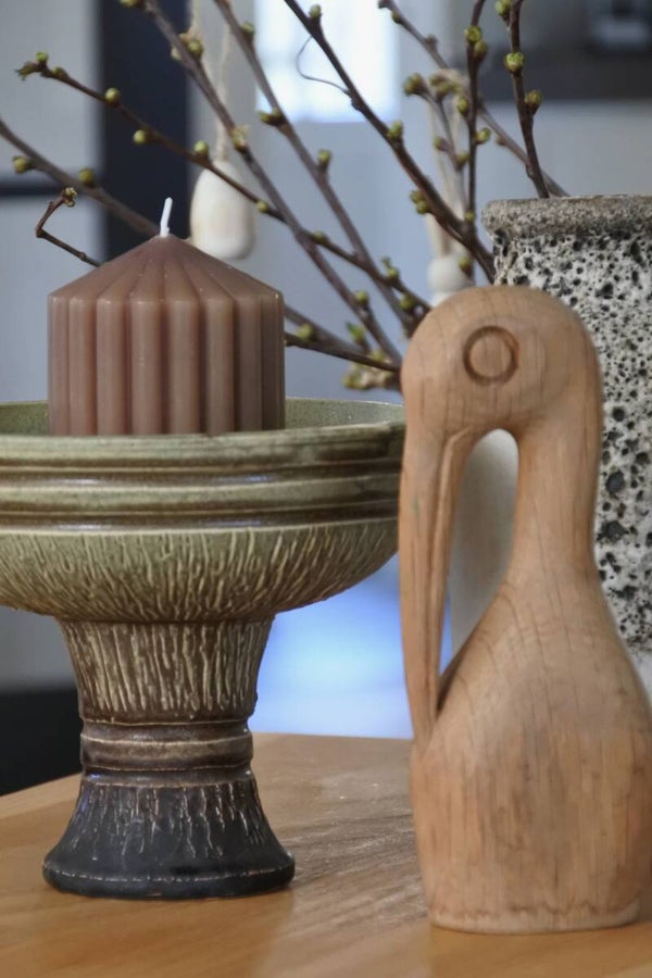 Vintage 60's kandelaar van groen keramiek - aardewerk