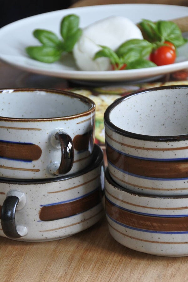 Vintage soepkommen 4-delige set met Scandinavische look