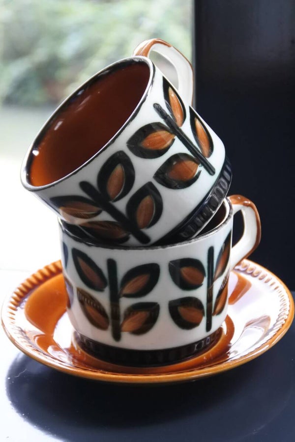 Vintage Boch Belgium set van 2 koffiekoppen met schotel Rambouillet