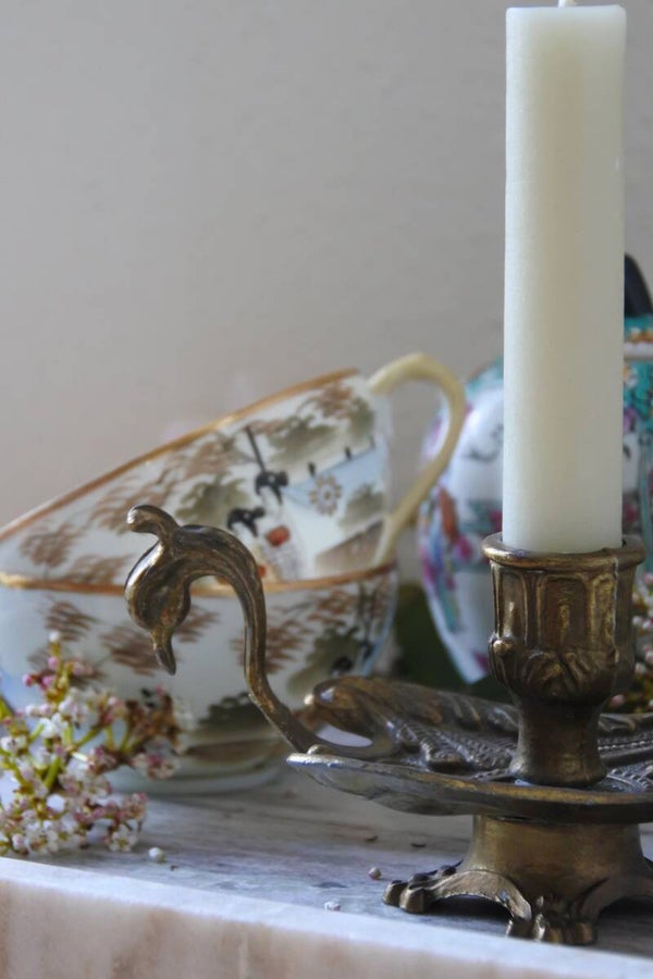 Antieke kandelaar Pauw
