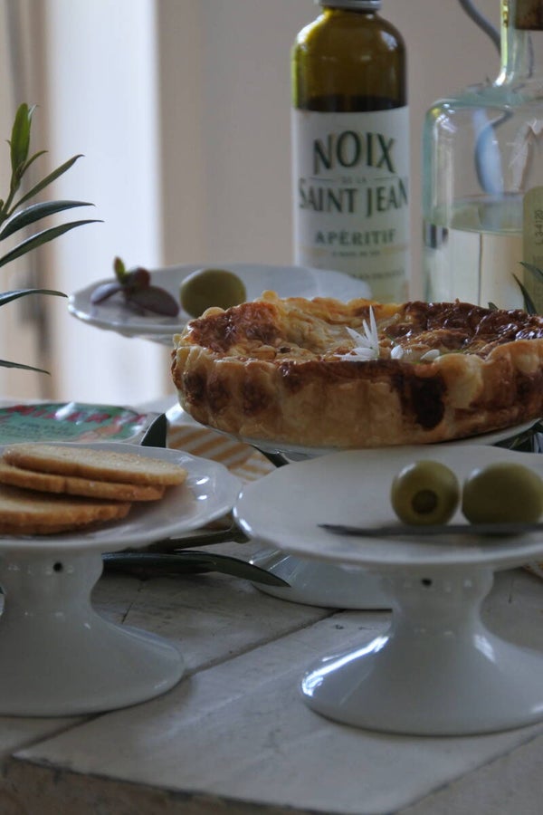 Vintage 4-delige taart/amuse houdertjes van wit porselein