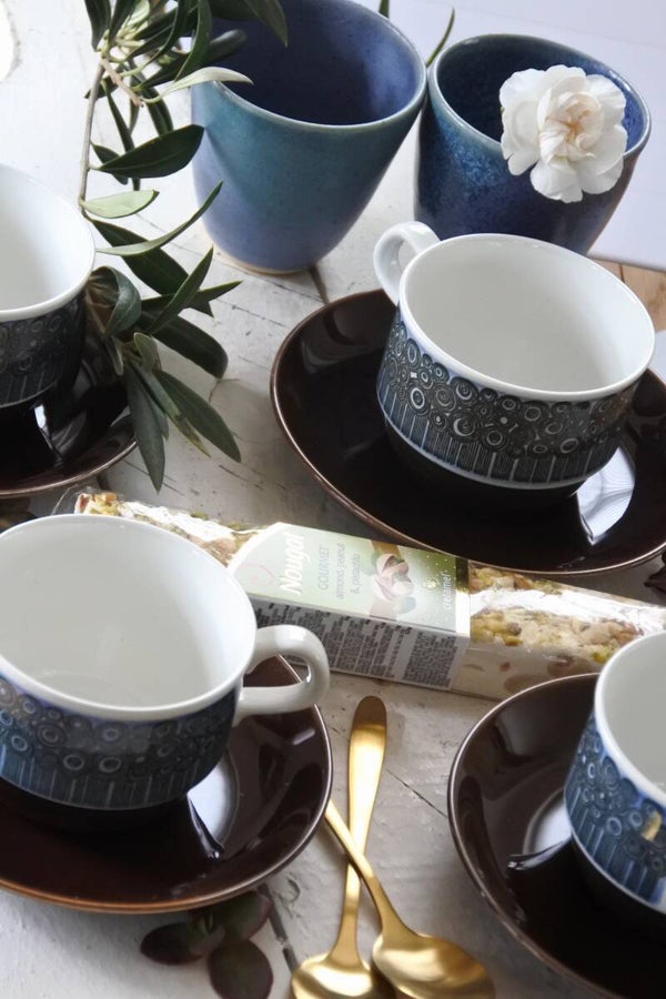 Vintage Rörstrand Sweden 4-delige kop en schotel set Amanda design door Christina Campbell