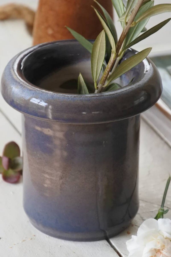 Vintage Mid century modern vaasje -potje in gemêleerd paars