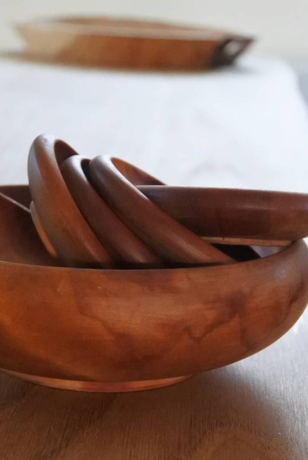 Vintage snackset 6-delig van hout