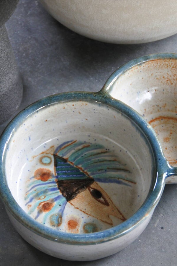 Vintage studio pottery schaal van kunstenaar Luis Soares