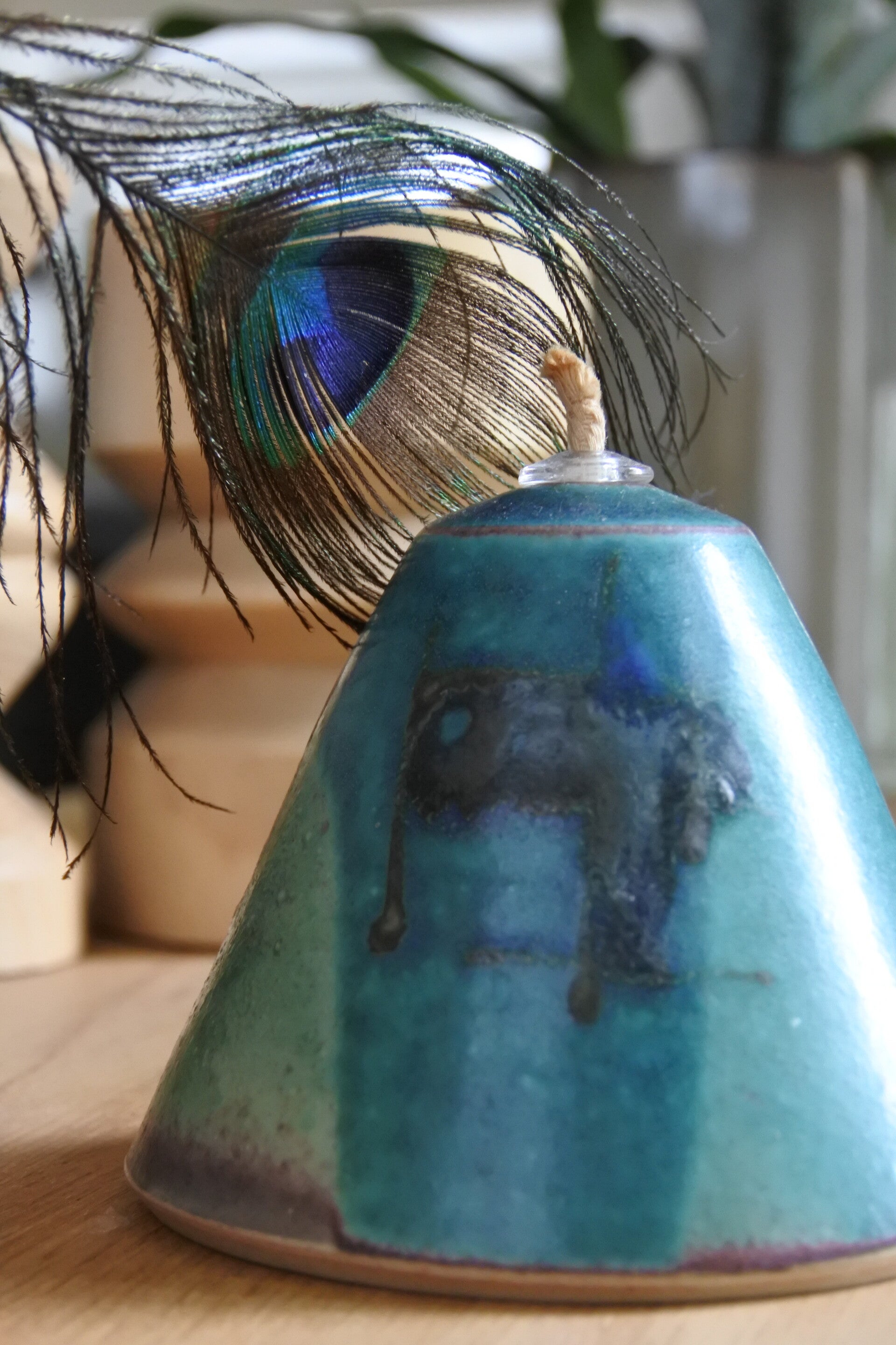 Vintage Studio Pottery oliebrander van kunstenaar Ed Meissenberg