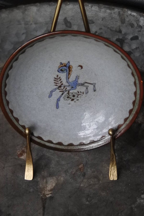 Vintage AMHA Ambacht Haalderen Holland schoteltje met hertje uit 1954