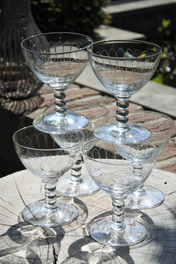 Vintage champagnecoups 6-delige set