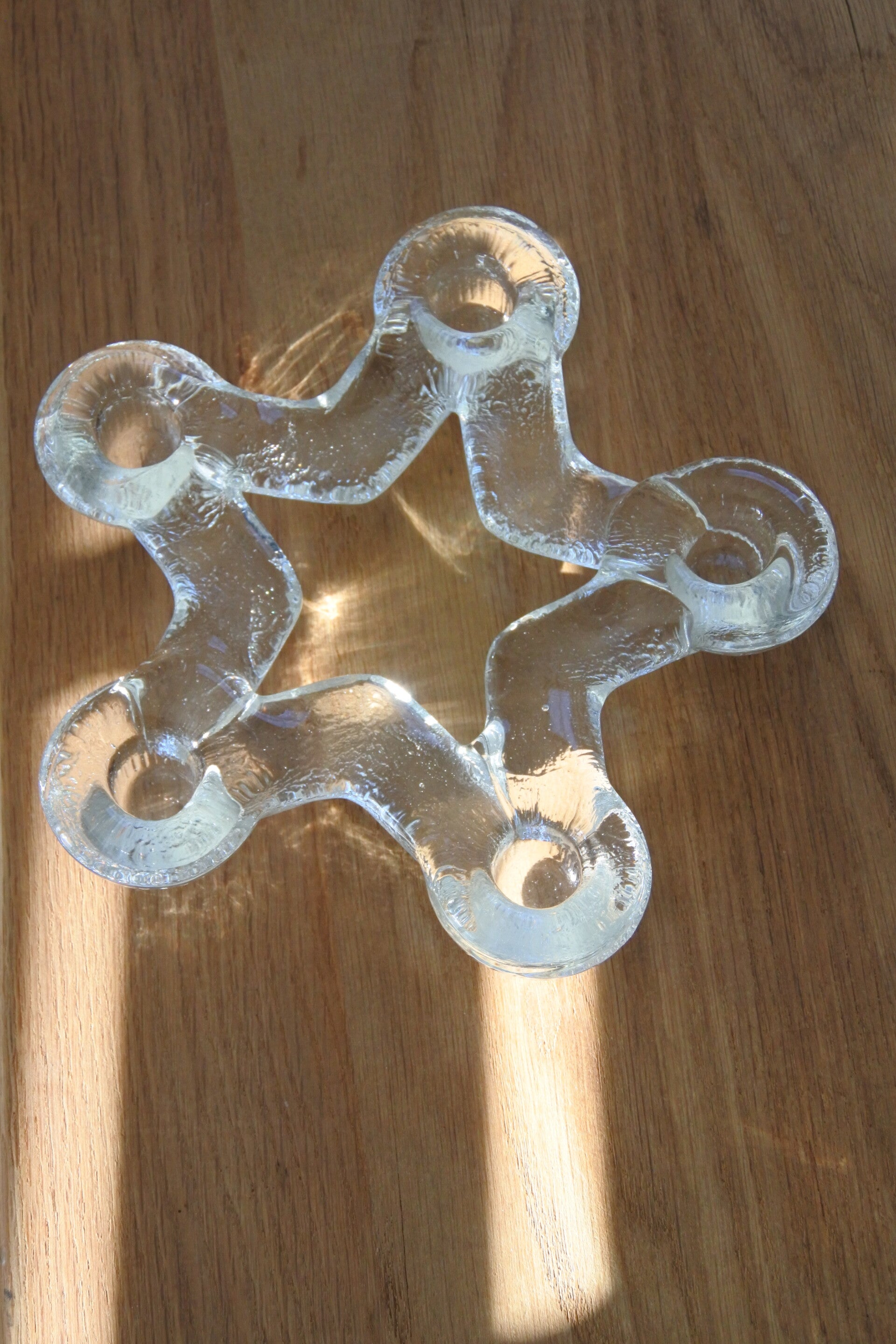 Vintage Pukeberg Sweden glazen kandelaar design Stafan Gellerstedt