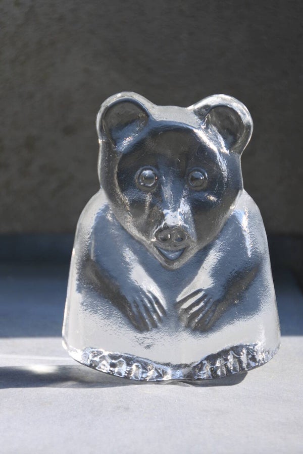 Vintage Scandinavisch glaswerk presse papier Bear