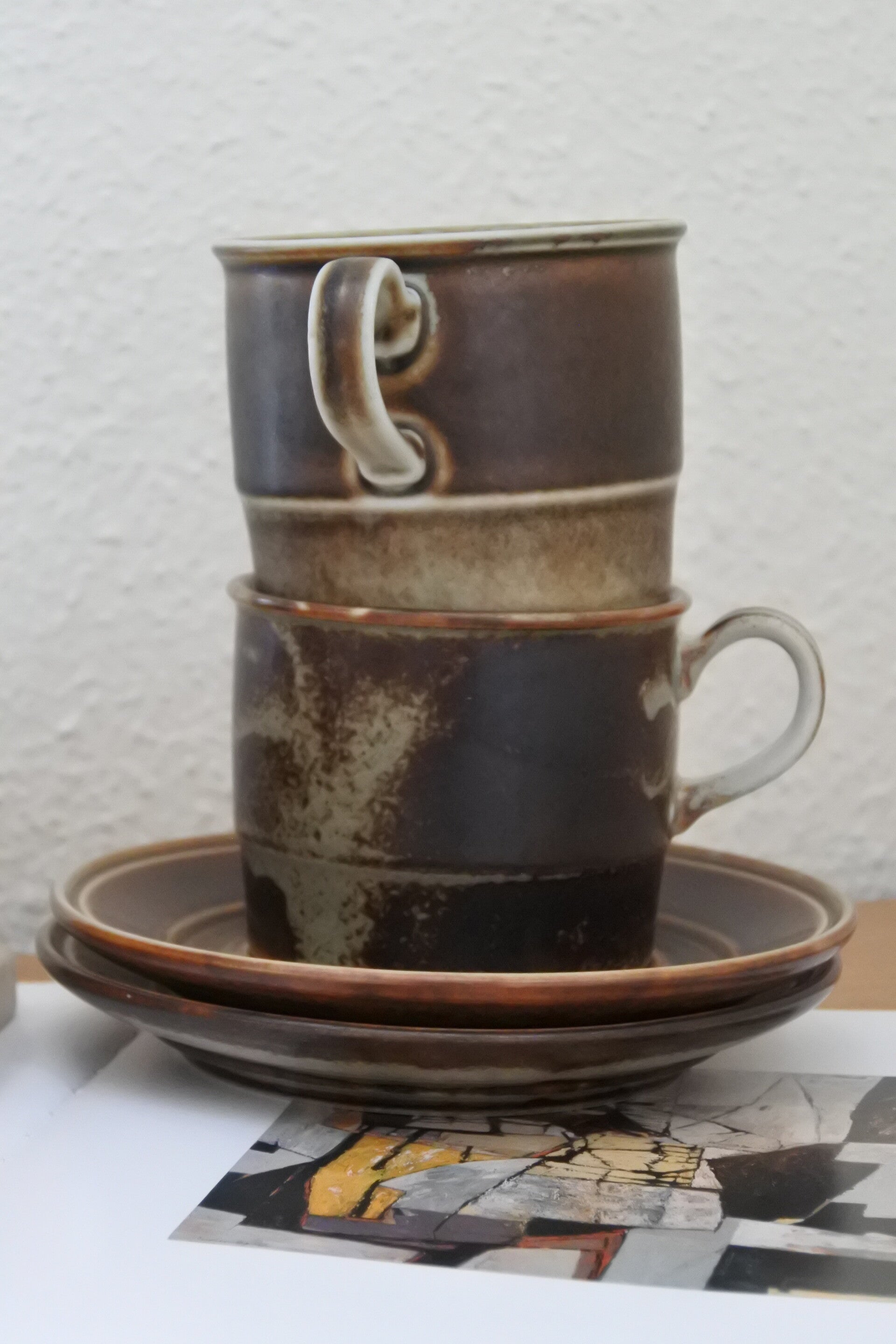 Vintage lava koffiekoppen set Porsgrund Norway, Eystein Sandnes design
