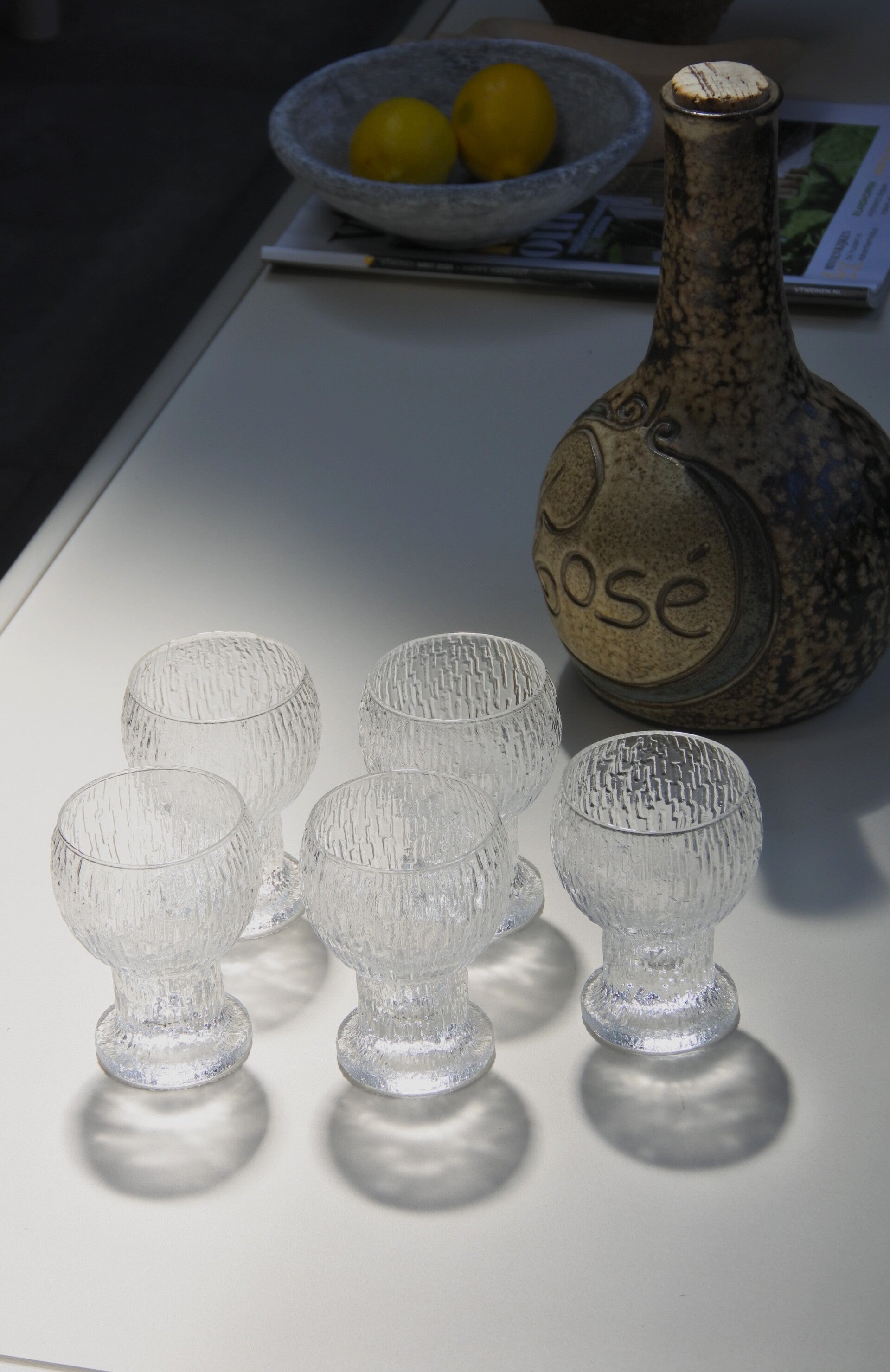 Vintage Iittala Timo Sarpaneva wijnglaasjes Kekkerit 'Paukku' 5-delig