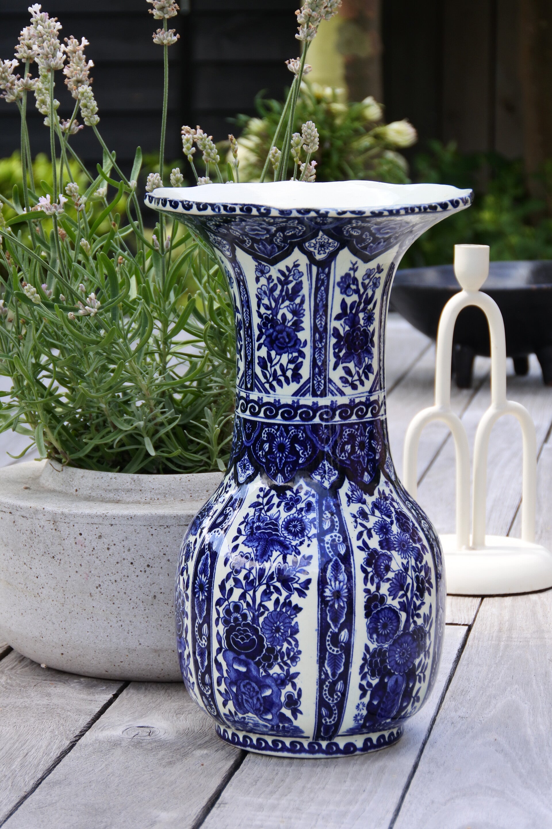 Vintage Royal Sfinx voor Boch Belgium, Delfts decor vaas