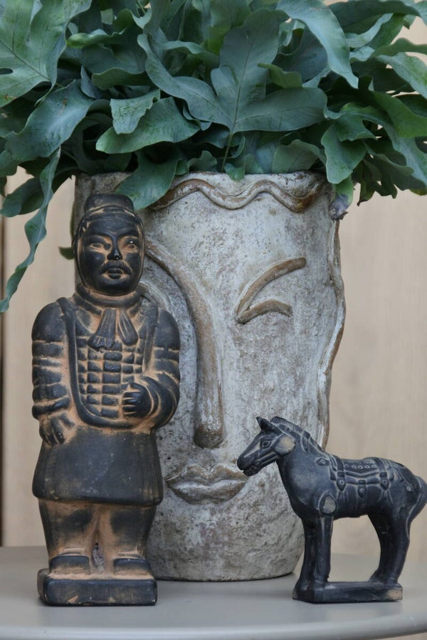 Vintage set terracotta Chinese krijger- en paardbeeldjes