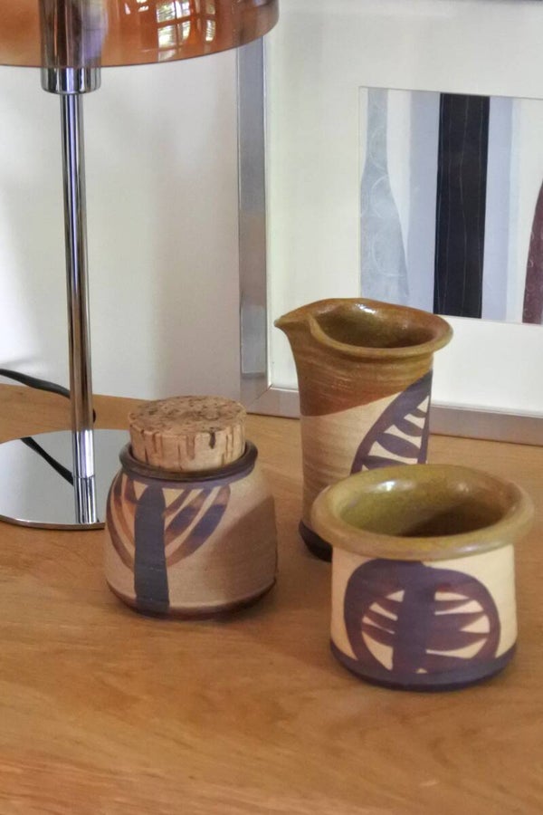 Vintage IJslands mid century modern studio pottery keramiek set