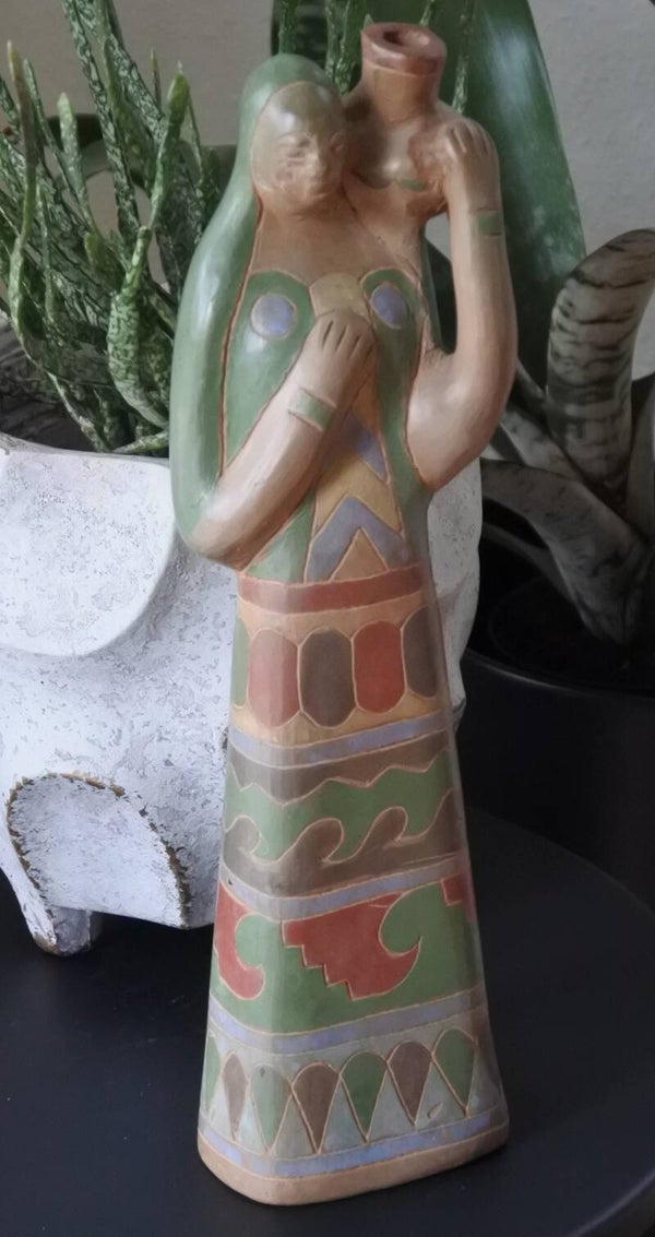 Vintage aardewerk beeld - kandelaar