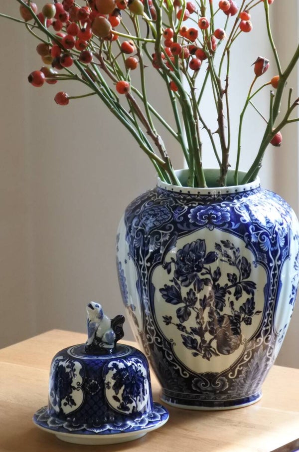 Vintage Boch Belgium, Royal Sfinx Delfts decor dekselvaas