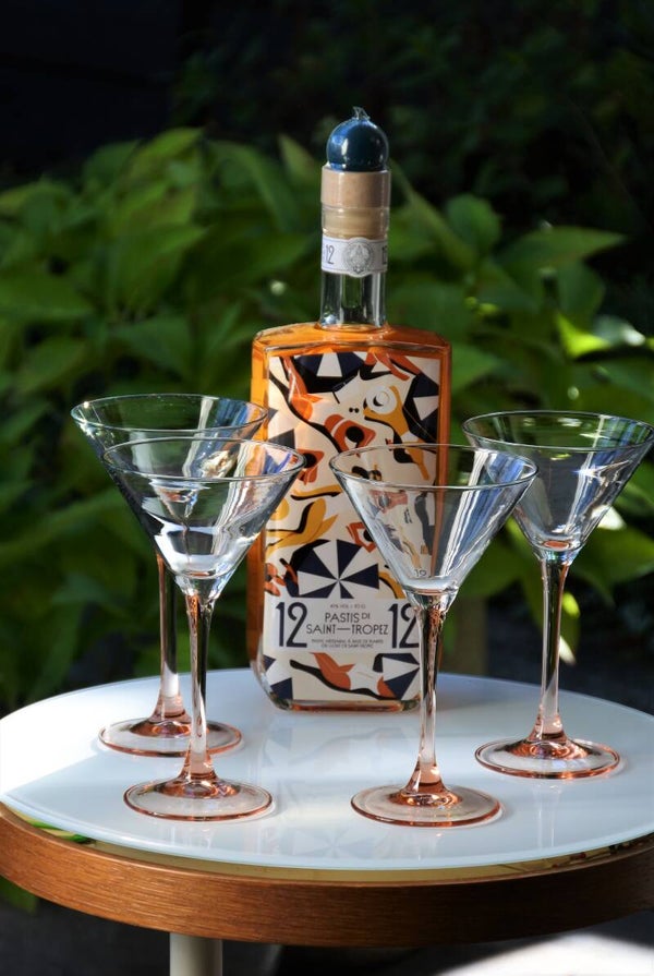 Vintage martini coups van roze glas Luminarc