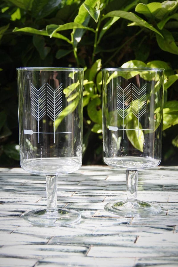Vintage setje van 2 glazen Arrow