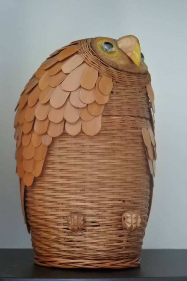 Vintage uilen koker - opbergdoosje