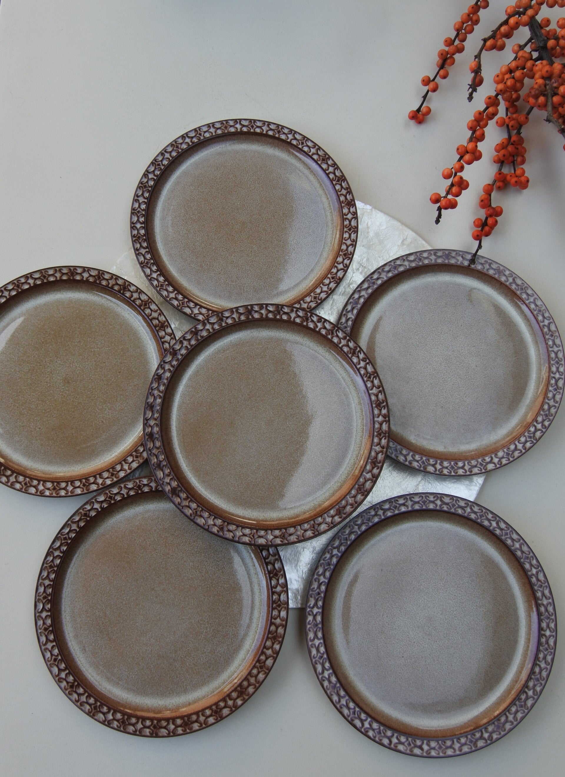 Vintage gebakborden 6 delige set