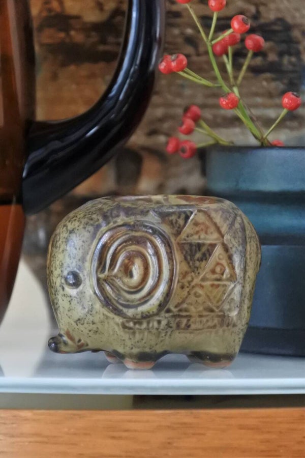 Vintage waxinelichthouder Elephant keramiek