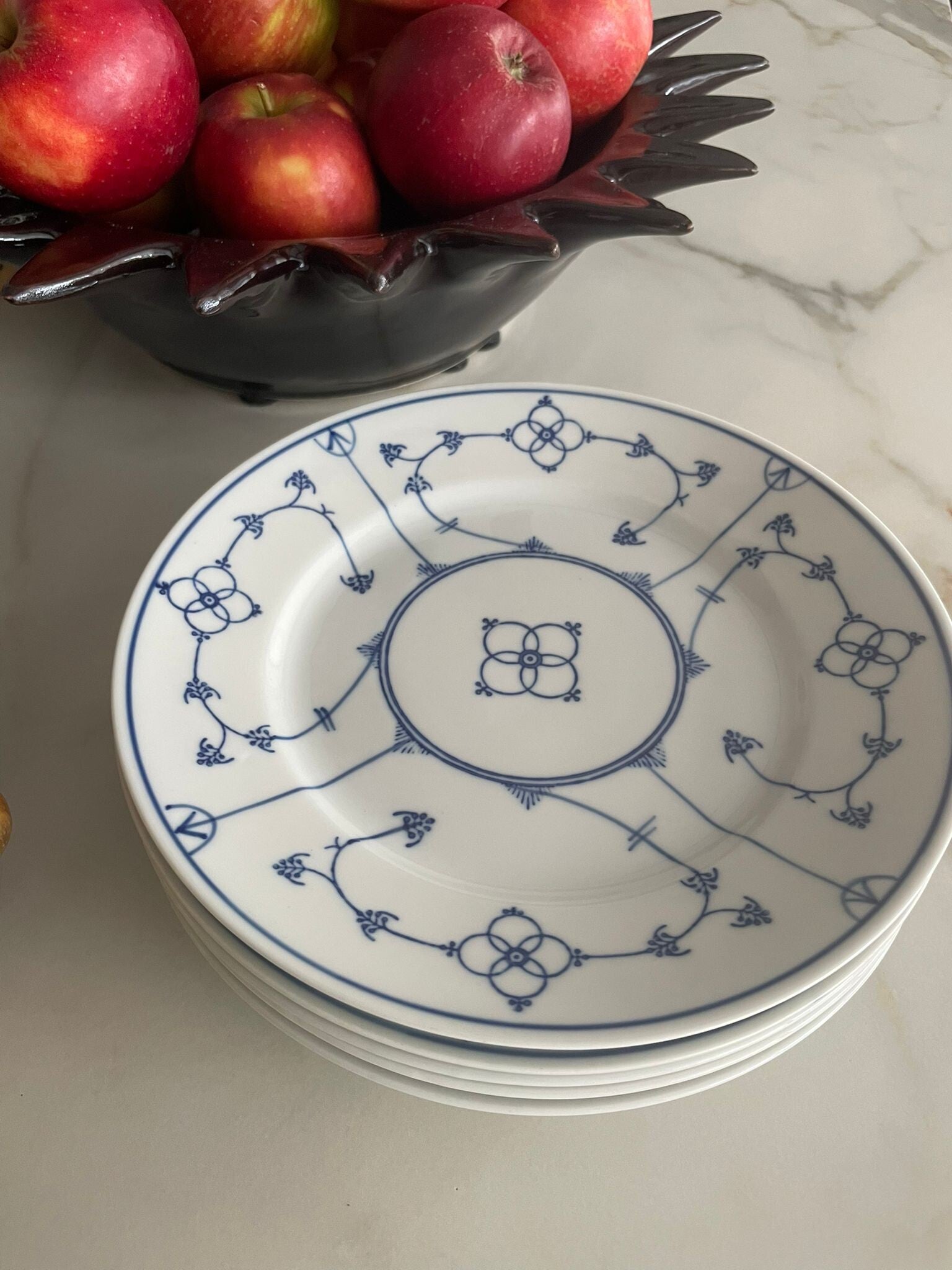 Vintage Blau Saks Jager Eisenberg ontbijtbordjes set