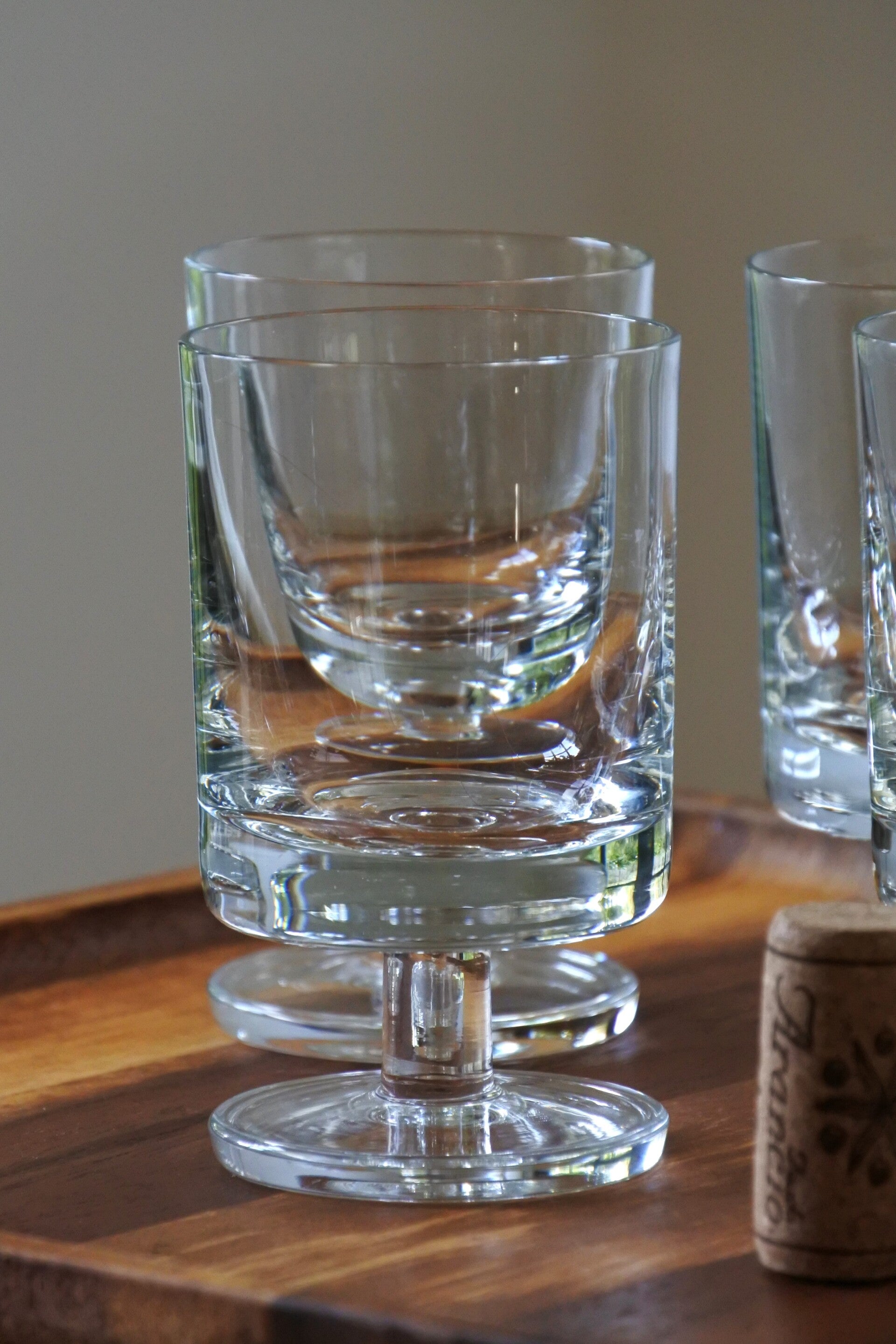 Vintage design glazen set formaat M, Zephir Busine voor de Manufacture de Boussu.