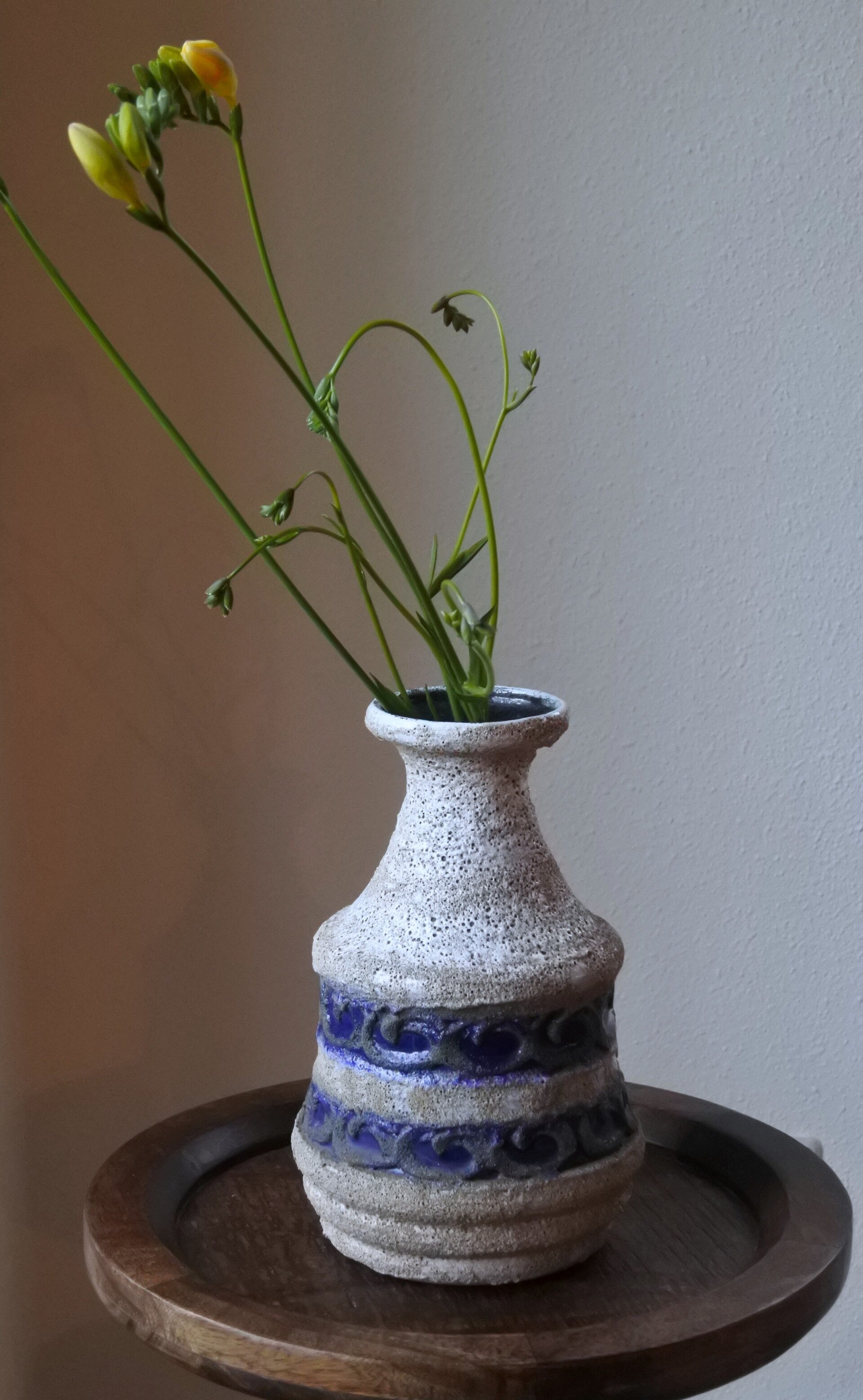 Prachtige vintage bruisglazuur fat lava vaas Strehla Keramik