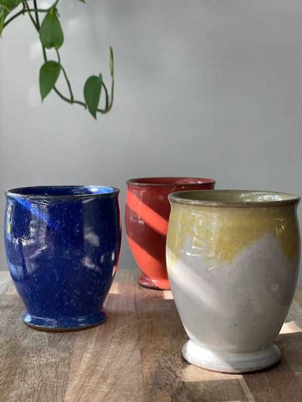 Vintage set mokken in 3 kleuren