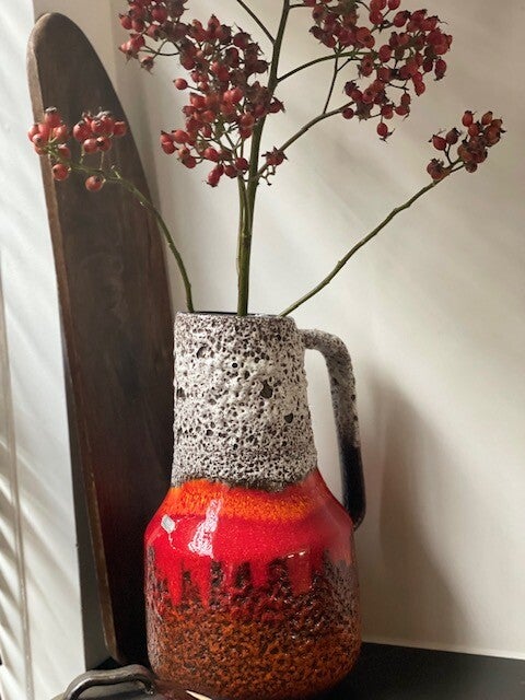 Vintage XL West Germany Scheurich bruisglazuur vloervaas met sticker