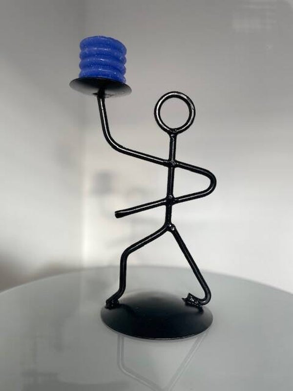 Vintage abstracte smeedijzeren kandelaar in Memphis stijl