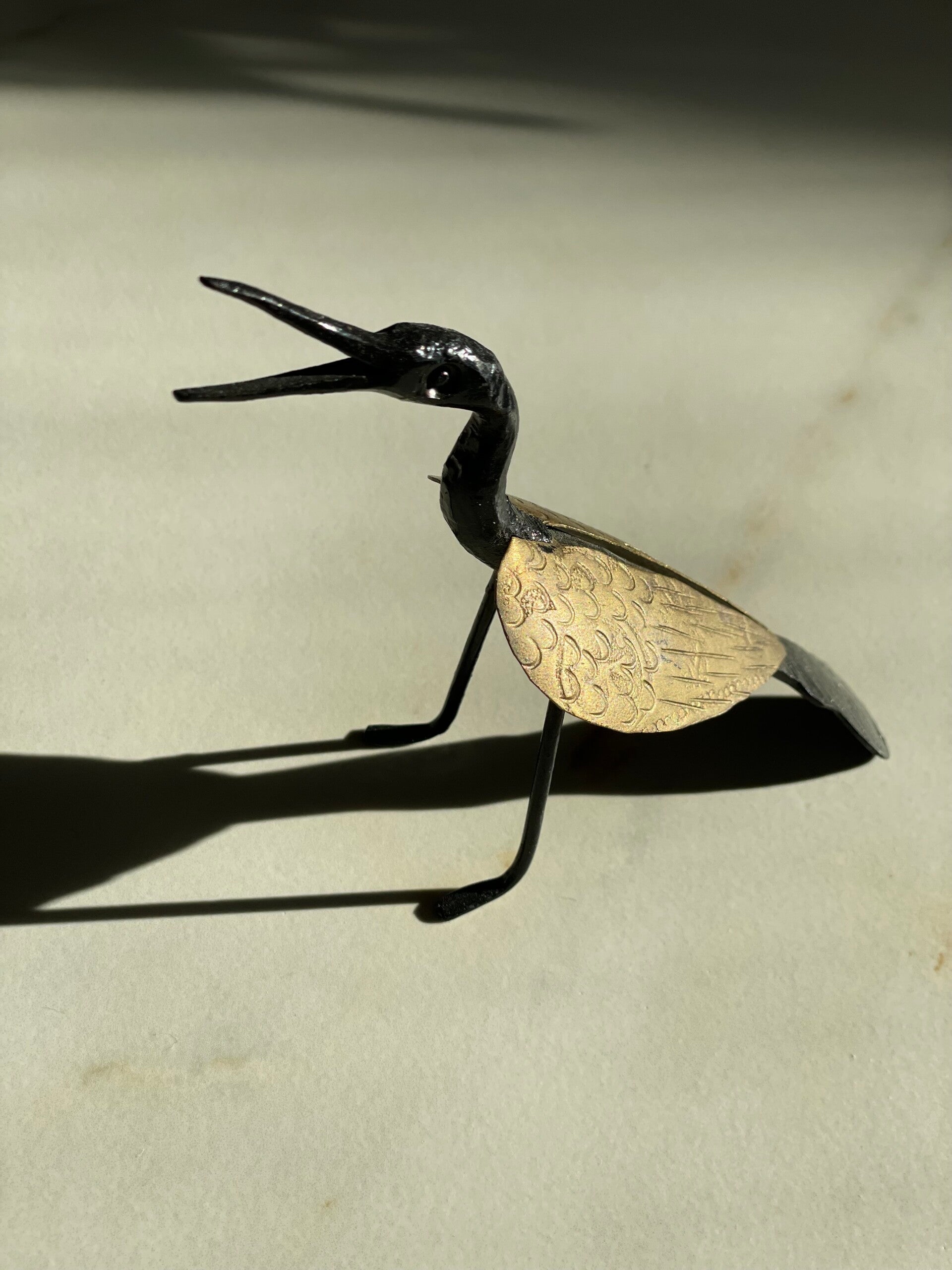 Vintage messing kunstenaars kraanvogel